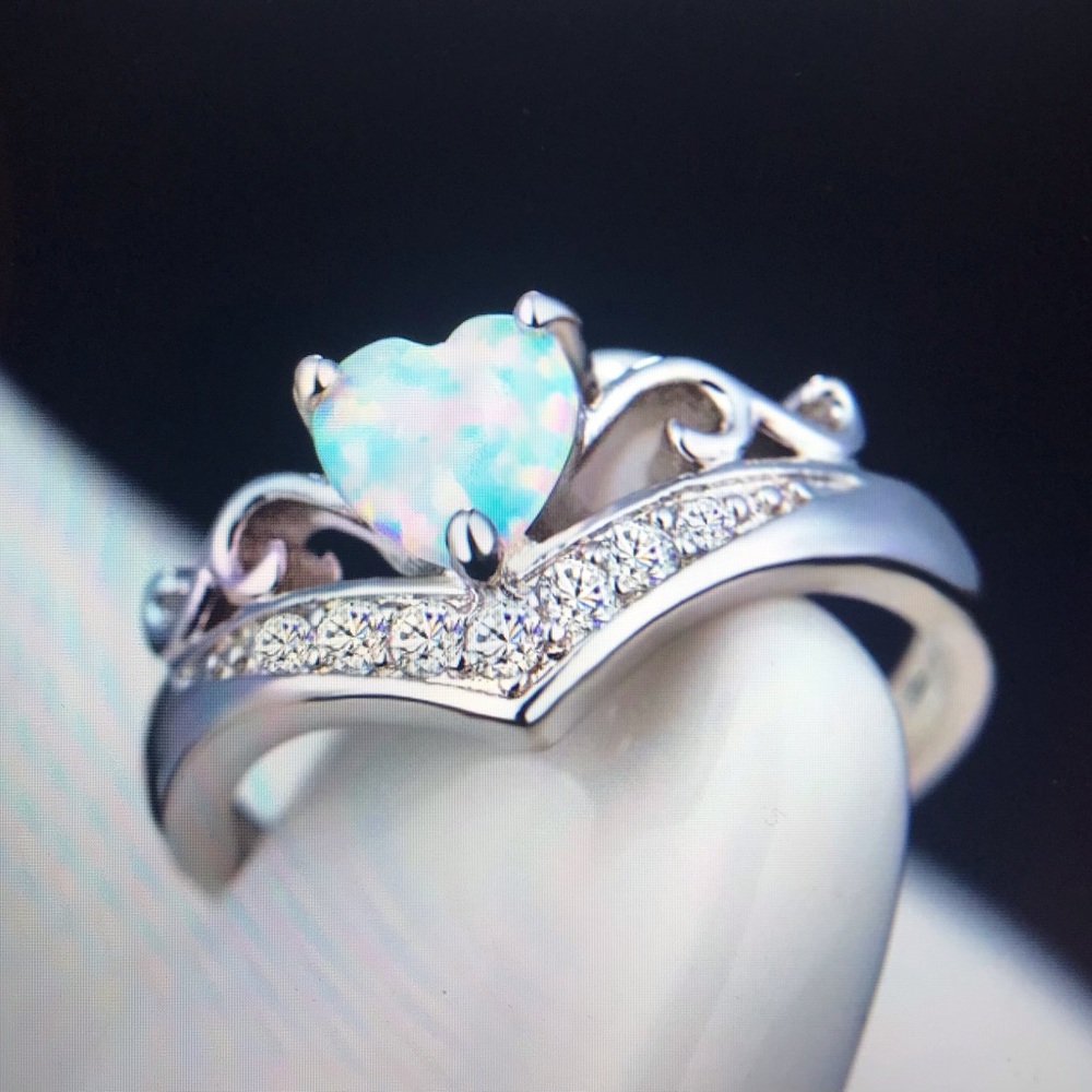 Opal Stamped 925 Sterling Silver Ring